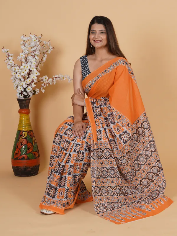 Orange_Ajrakh_Hand_Block_Printed_Cotton_Saree_–_Traditional_Soft_Cotton_Ethnic_Saree_for_Women
