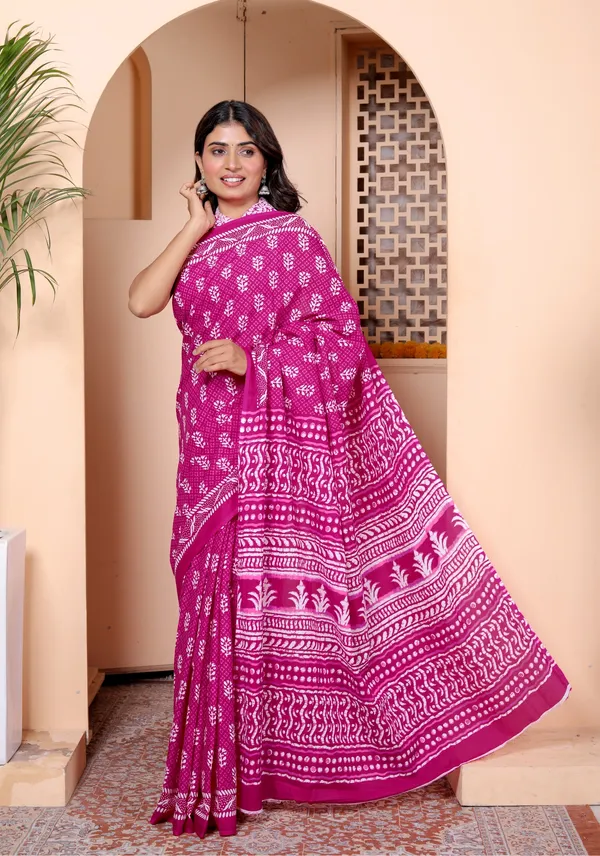 Pink_Handblock_Printed_Cotton_Saree_with_Traditional_Border