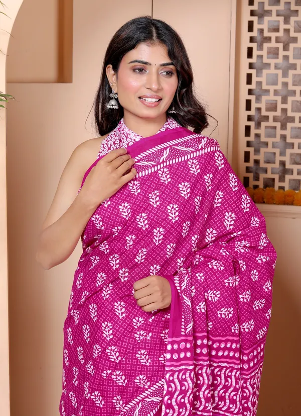 Pink_Handblock_Printed_Cotton_Saree_with_Traditional_Border