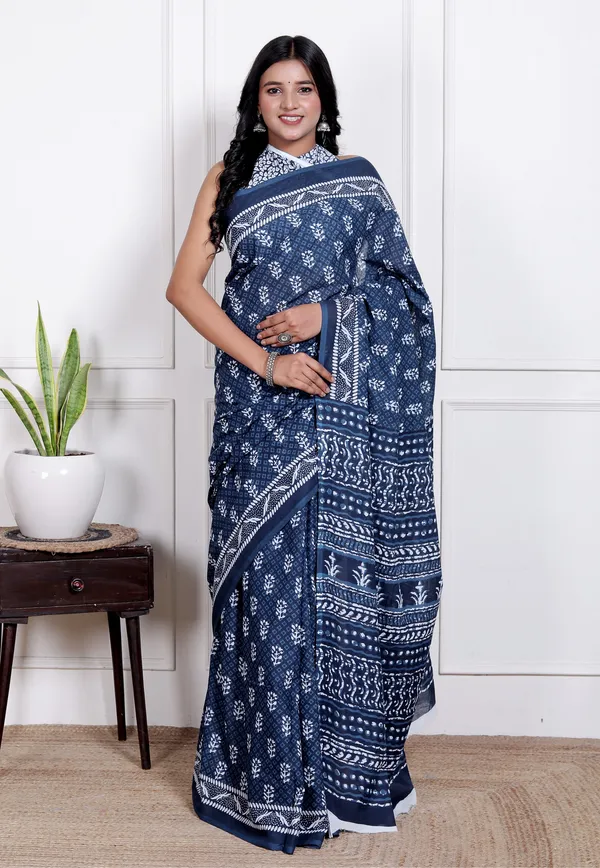 Soft_Mulmul_Cotton_Navy_Blue_Printed_Saree_with_Designer_Pallu