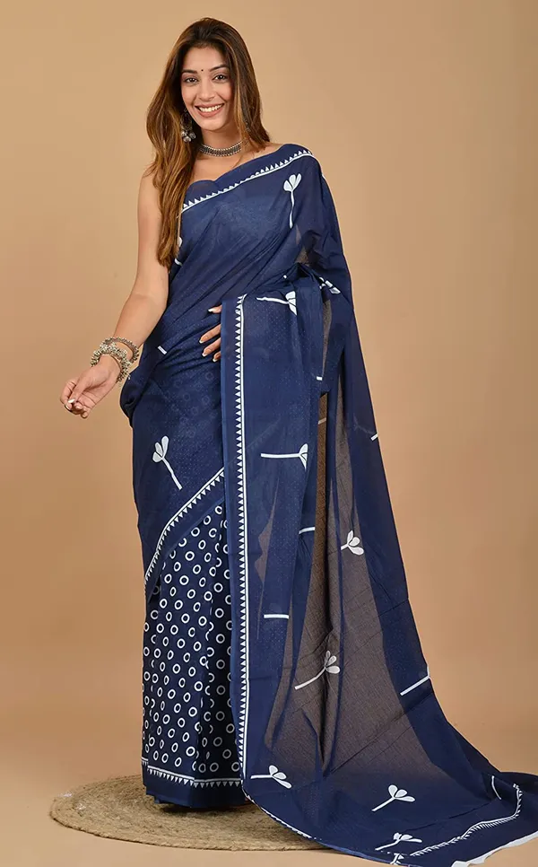 Women_Navy_Blue_Soft_Cotton_Printed_Saree_with_Blouse_Piece_|_Latest_Designer_Lightweight_Daily_Wear_&_Office_Wear_Saree