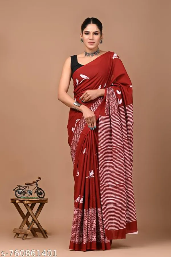 Maroon_Cotton_Saree_For_Women