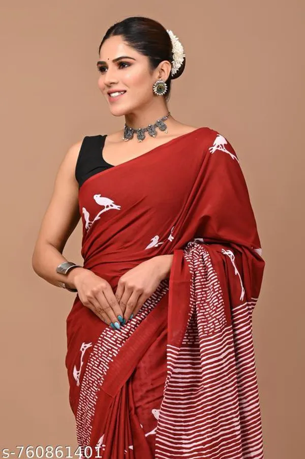 Maroon_Cotton_Saree_For_Women