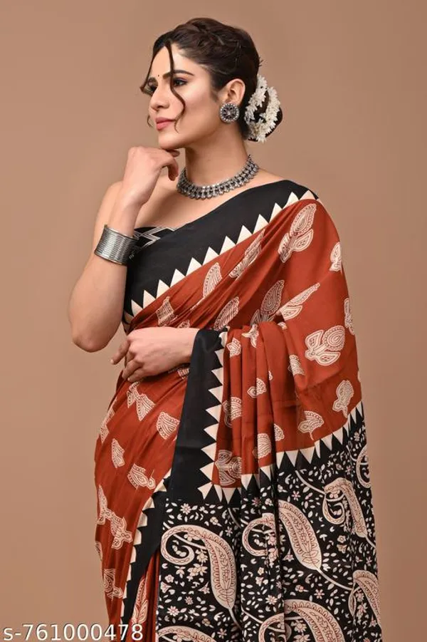 Maroon_And_Black_Cotton_Saree_For_Women
