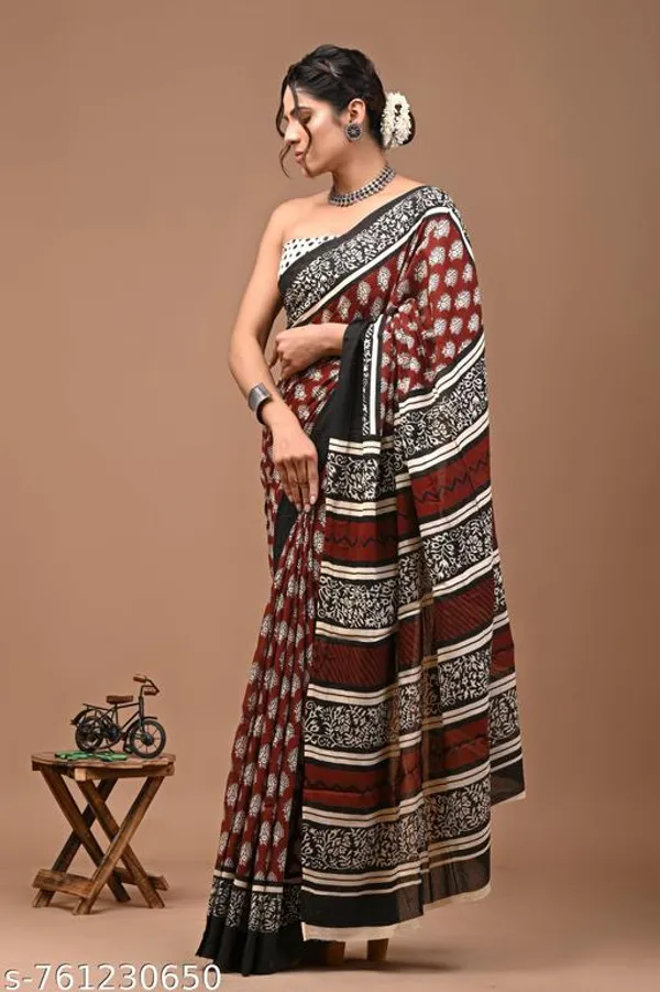Brown_Black_Cotton_Saree_For_Women