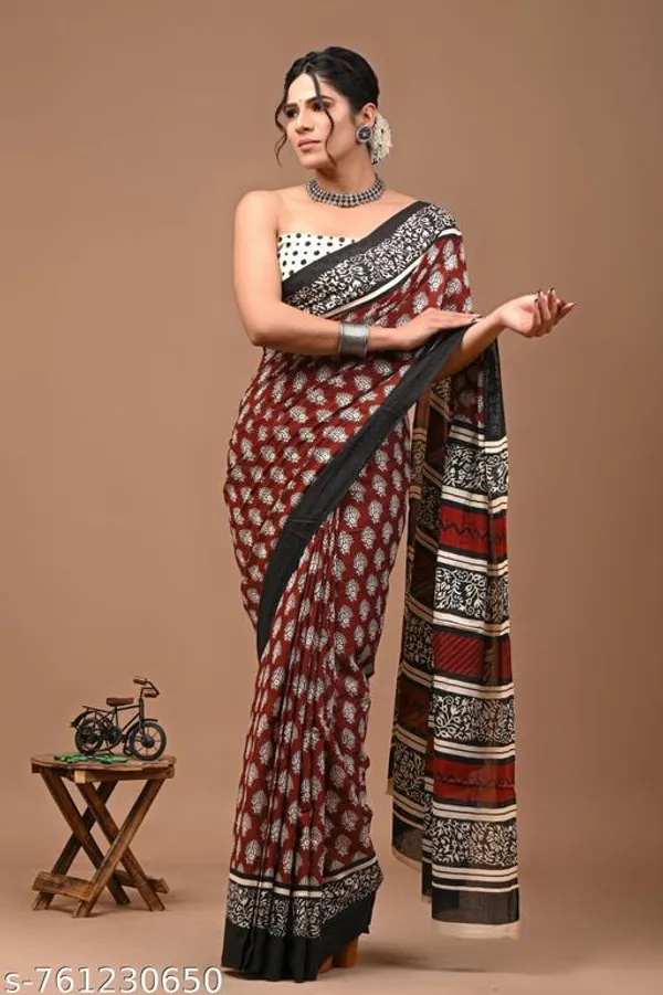 Brown_Black_Cotton_Saree_For_Women