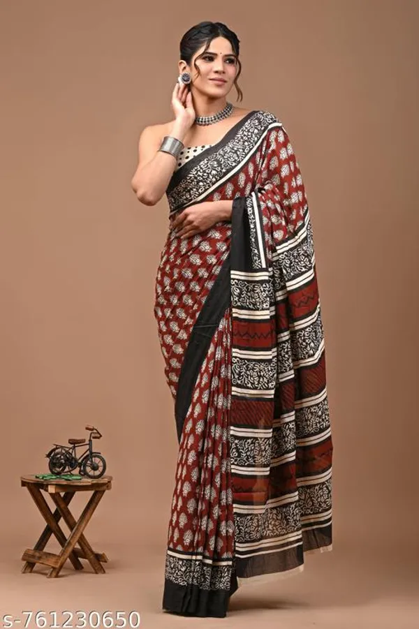 Brown_Black_Cotton_Saree_For_Women