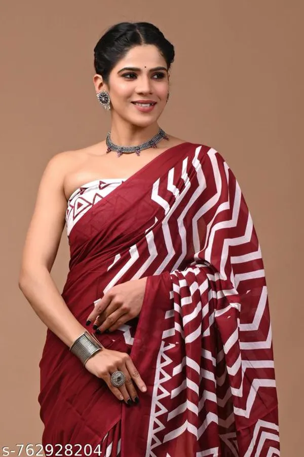 Maroon_Cotton_Saree_For_Women