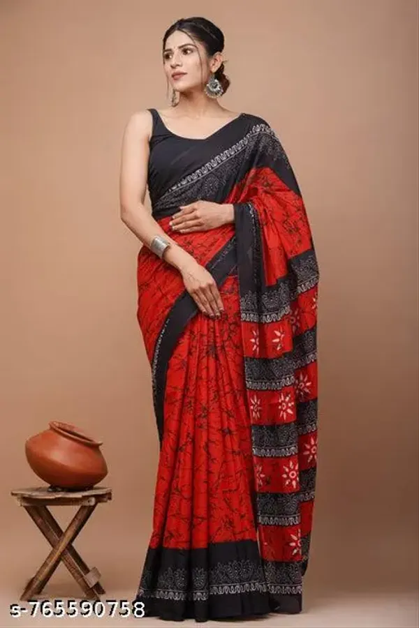 Red_&_Black_Cotton_Saree_For_Women