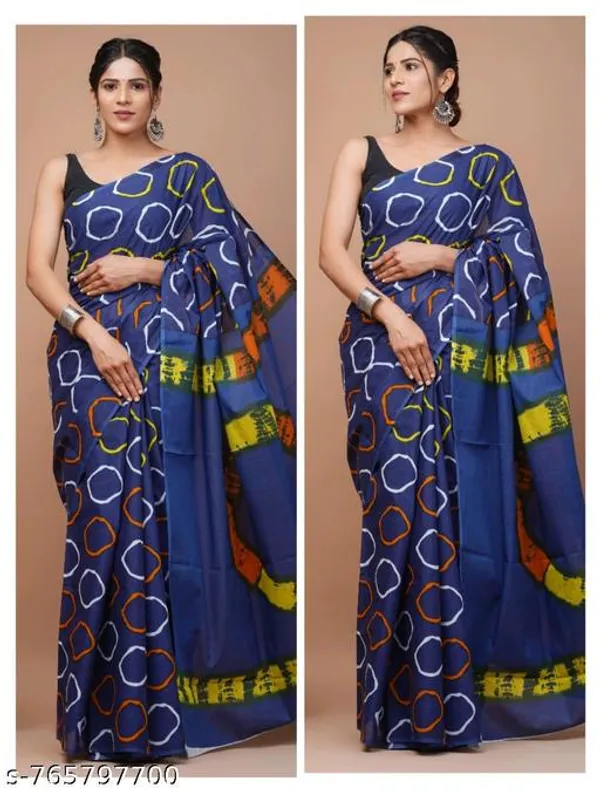 Royal_Blue_Cotton_Saree_For_Women