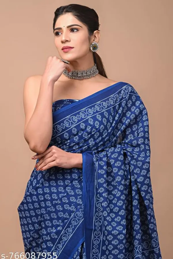 Navy_Blue_Cotton_Saree_For_Women