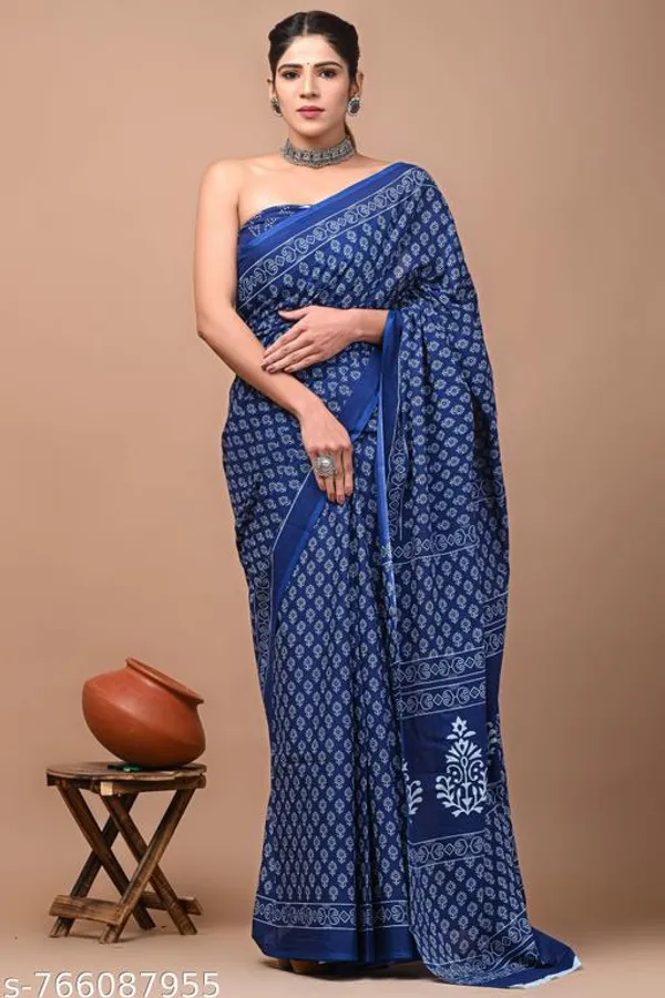 Navy_Blue_Cotton_Saree_For_Women