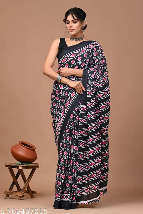 Black_Pink_Cotton_Saree_For_Women