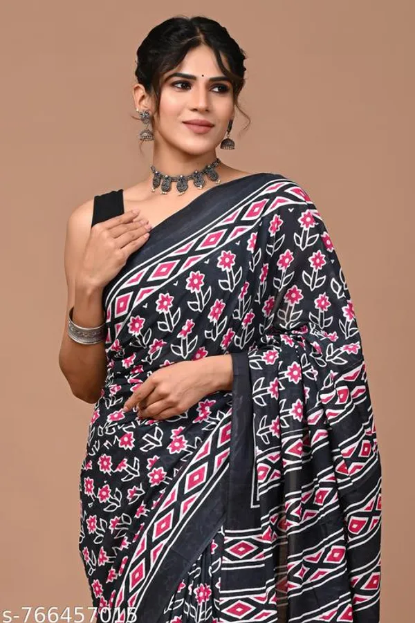 Black_Pink_Cotton_Saree_For_Women