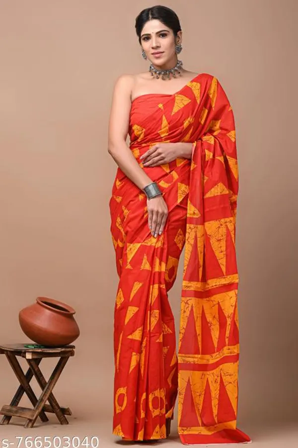 Orange_Yellow_Cotton_Saree_For_Women