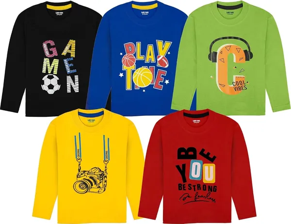Multicolor_Cotton_T-Shirt_For_Unisex_Kids_Pack_Of_5