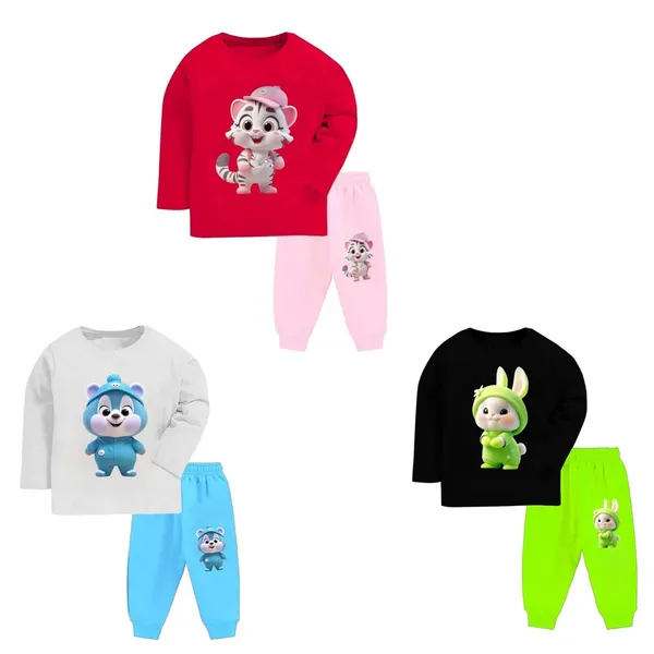 Multicolor_Cotton_Pyjama_Set_For_Unisex_Baby_Pack_Of_3