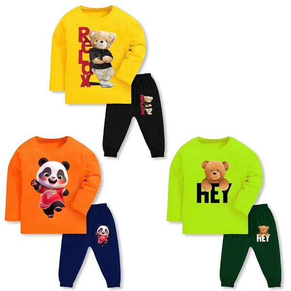 Multicolor_Cotton_Pyjama_Set_For_Unisex_Baby_Pack_Of_3