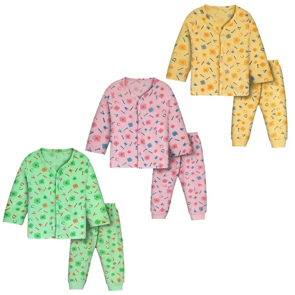 Multicolor_Cotton_Pyjama_Set_For_Unisex_Baby_Pack_Of_3