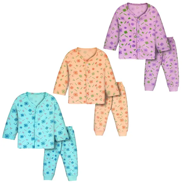Multicolor_Cotton_Pyjama_Set_For_Unisex_Baby_Pack_Of_3