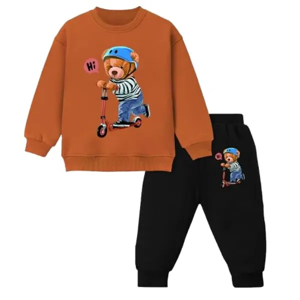Brown_And_Black_Cotton_Pyjama_Set_For_Unisex_Baby