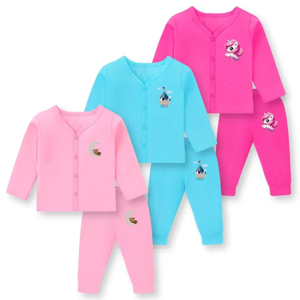 Multicolor_Cotton_Pyjama_Set_For_Unisex_Baby_Pack_Of_3
