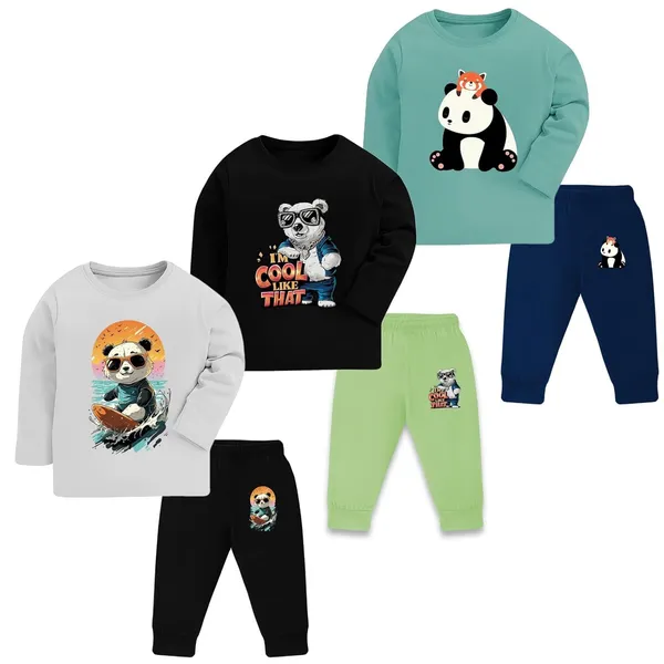 Multicolor_Cotton_Pyjama_Set_For_Unisex_Baby_Pack_Of_3