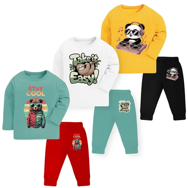 Multicolor_Cotton_Pyjama_Set_For_Unisex_Baby_Pack_Of_3