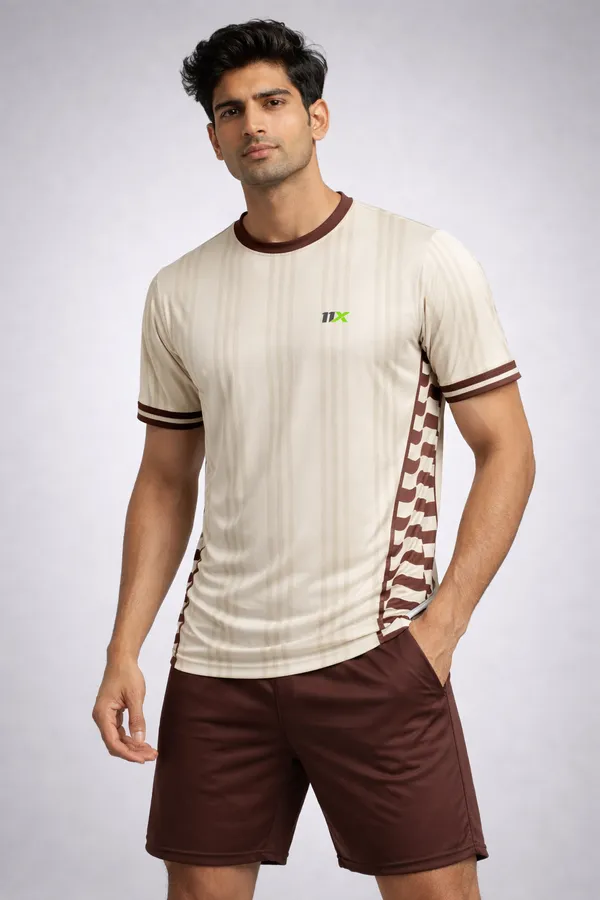 Beige_And_Brown_Polyester_And_Lycra_T_Shirt_For_Men