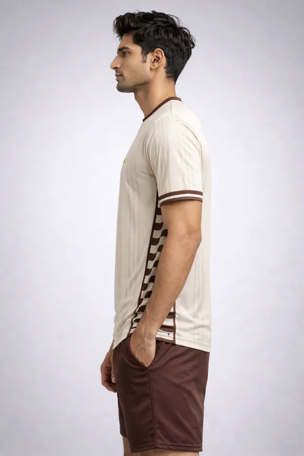 Beige_And_Brown_Polyester_And_Lycra_T_Shirt_For_Men