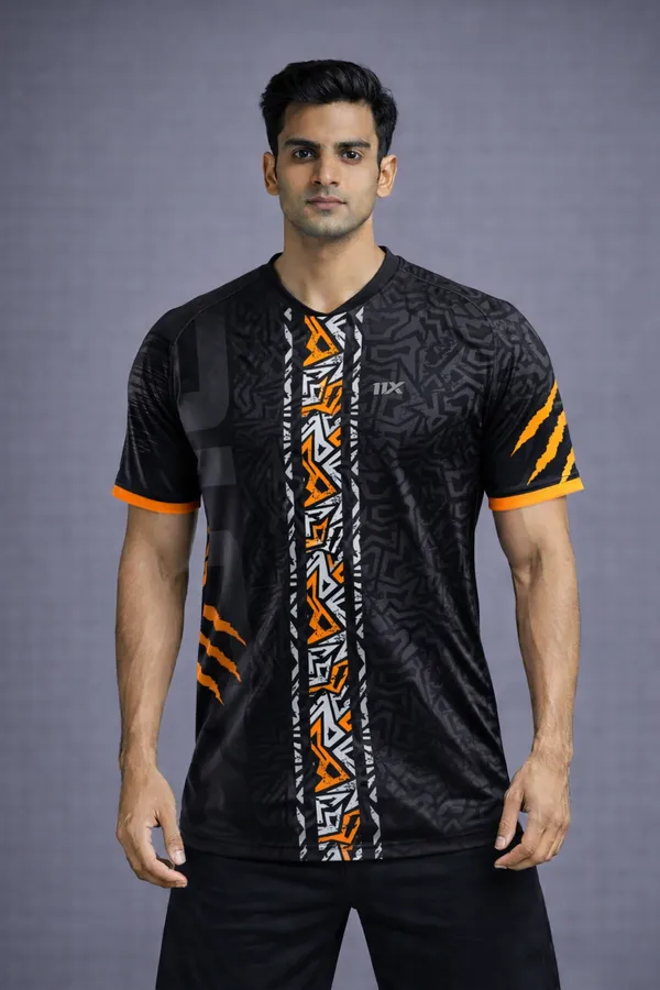 Black_Polyester_And_Lycra_T_Shirt_For_Men