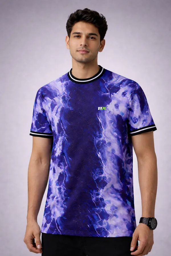 Blue_And_Purple_Polyester_And_Lycra_T_Shirt_For_Men