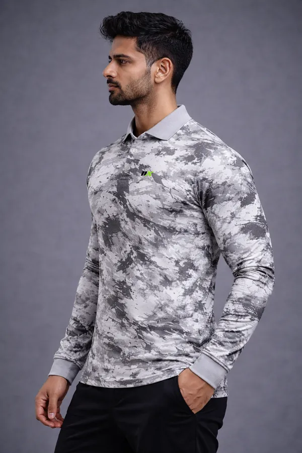 White_And_Black_Polyester_And_Lycra_T_Shirt_For_Men