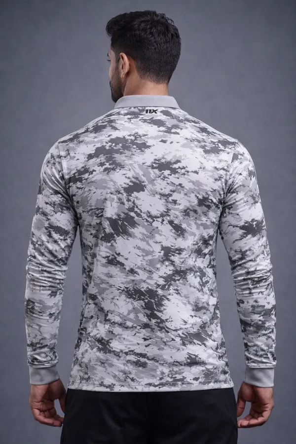 White_And_Black_Polyester_And_Lycra_T_Shirt_For_Men