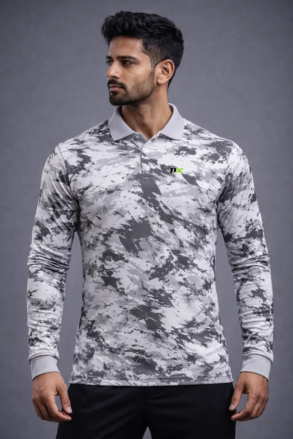 White_And_Black_Polyester_And_Lycra_T_Shirt_For_Men
