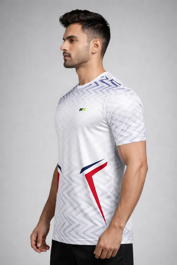 White_Polyester_And_Lycra_T_Shirt_For_Men