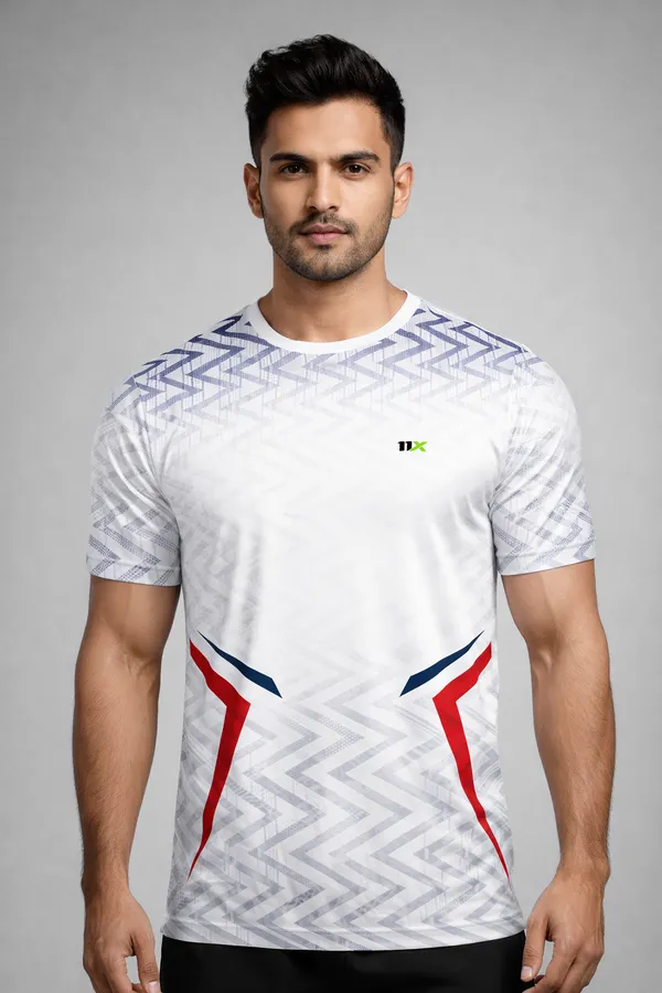White_Polyester_And_Lycra_T_Shirt_For_Men