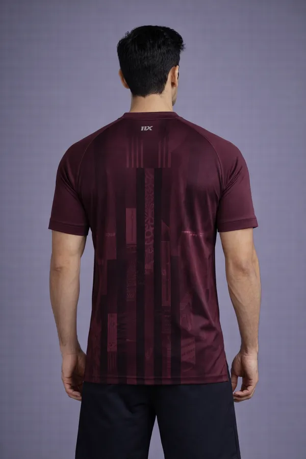 Maroon_Polyester_And_Lycra_T_Shirt_For_Men