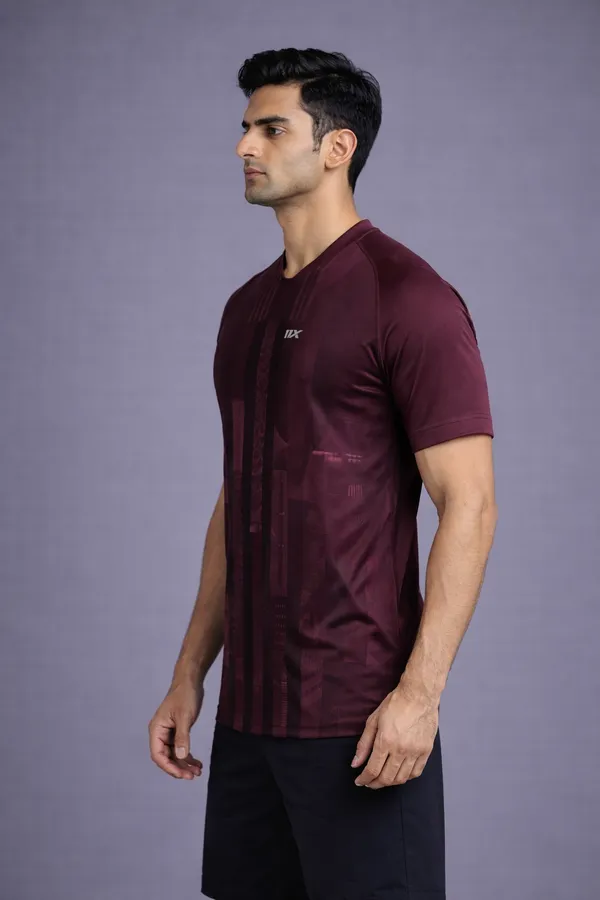 Maroon_Polyester_And_Lycra_T_Shirt_For_Men