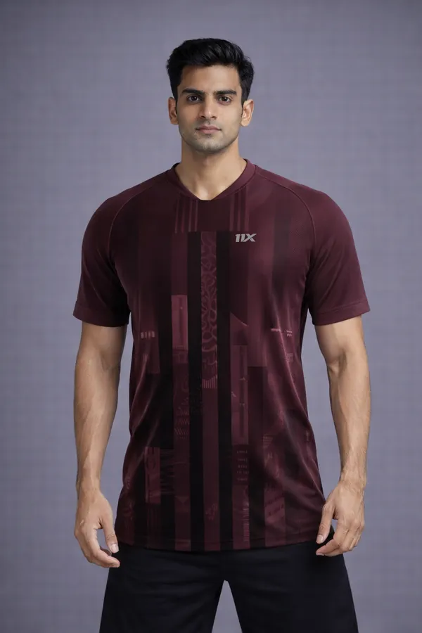 Maroon_Polyester_And_Lycra_T_Shirt_For_Men