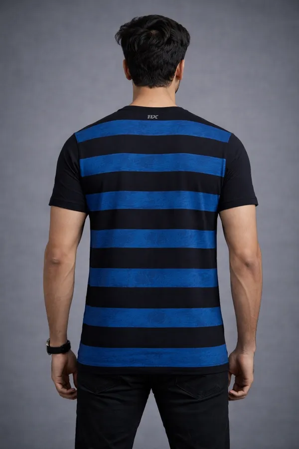 Blue_And_Black_Polyester_And_Lycra_T_Shirt_For_Men