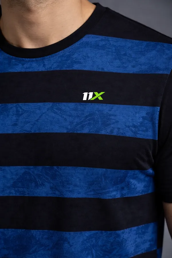 Blue_And_Black_Polyester_And_Lycra_T_Shirt_For_Men