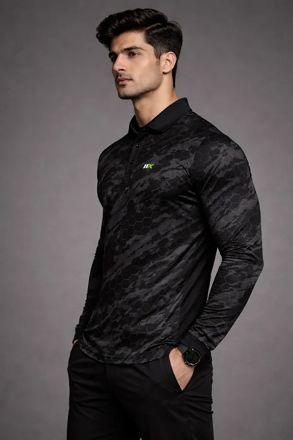 Black_Polyester_And_Lycra_T_Shirt_For_Men