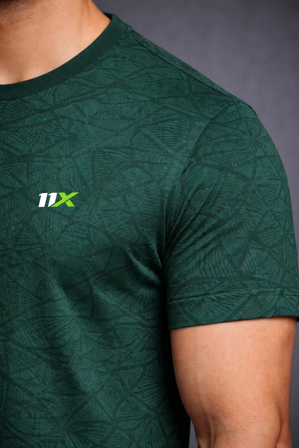 Deep_Green_Polyester_And_Lycra_T_Shirt_For_Men