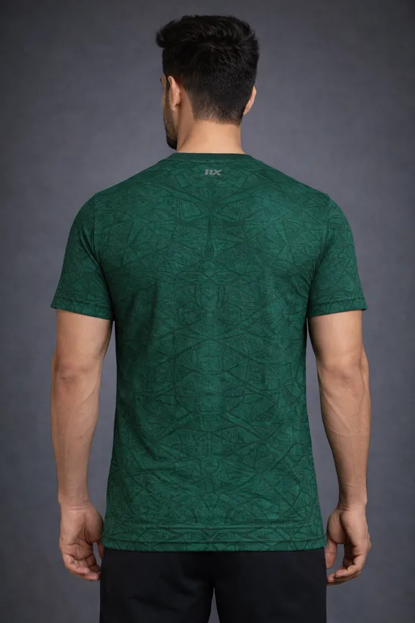 Deep_Green_Polyester_And_Lycra_T_Shirt_For_Men