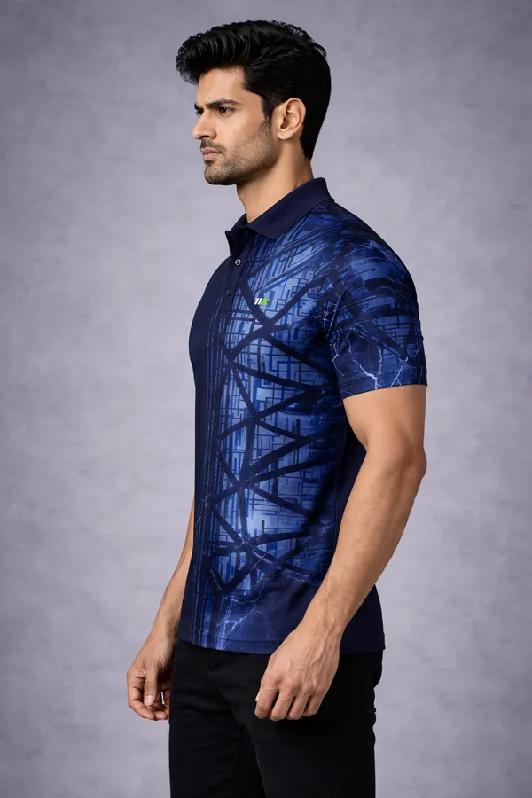 Deep_Blue_Polyester_And_Lycra_T_Shirt_For_Men