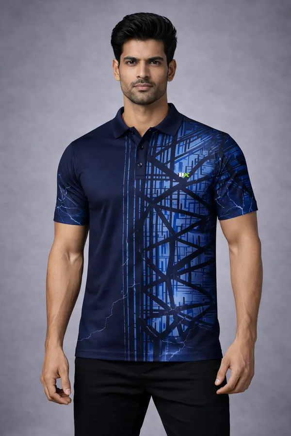 Deep_Blue_Polyester_And_Lycra_T_Shirt_For_Men