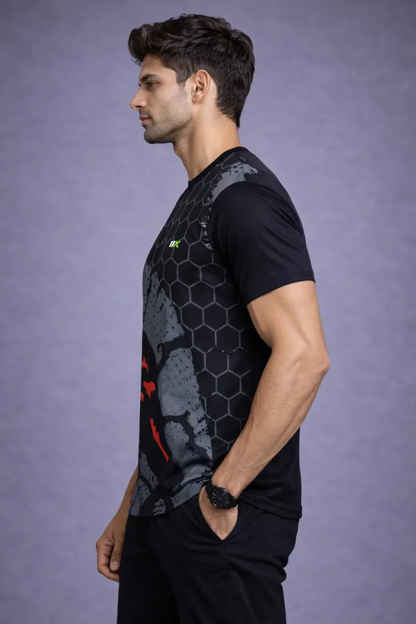 Black_Polyester_And_Lycra_T_Shirt_For_Men