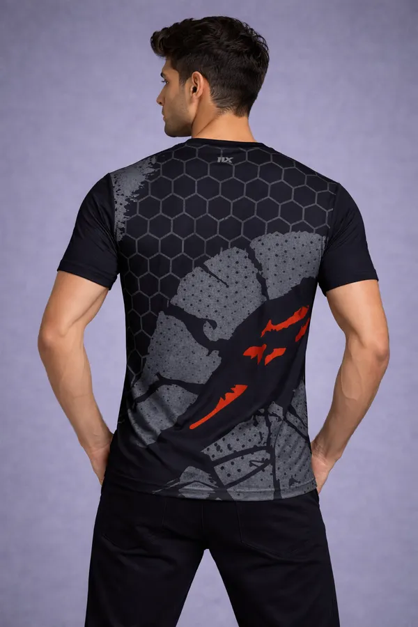 Black_Polyester_And_Lycra_T_Shirt_For_Men