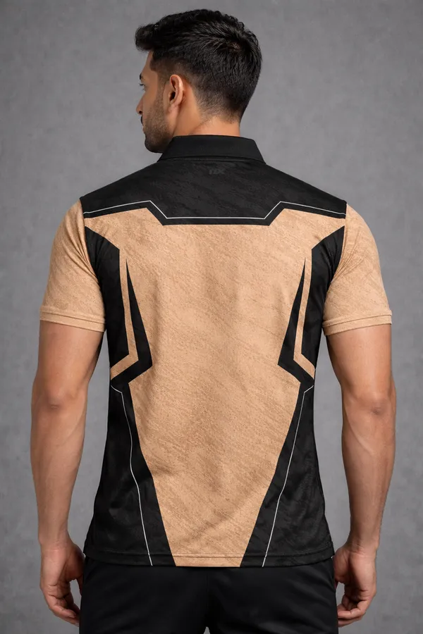 Brown_And_Black_Polyester_And_Lycra_T_Shirt_For_Men